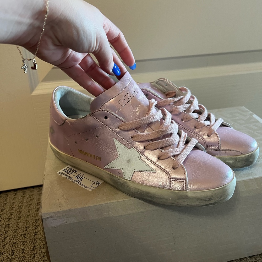 Golden Goose Pink and Silver Sneakers